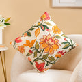 Indie Floral Embroidered Cotton Cushion Cover 40x40cm Nestasia