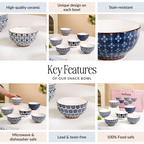 Indigo Ceramic Snack Bowl Set Of 6 350ml Nestasia