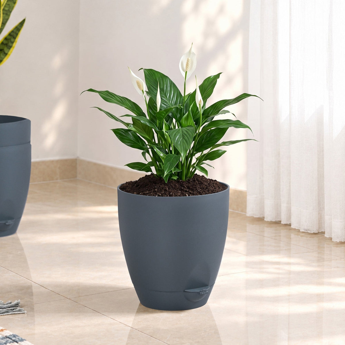Indoor Plant Florin Pot Self Watering Grey Set Of 3 Nestasia