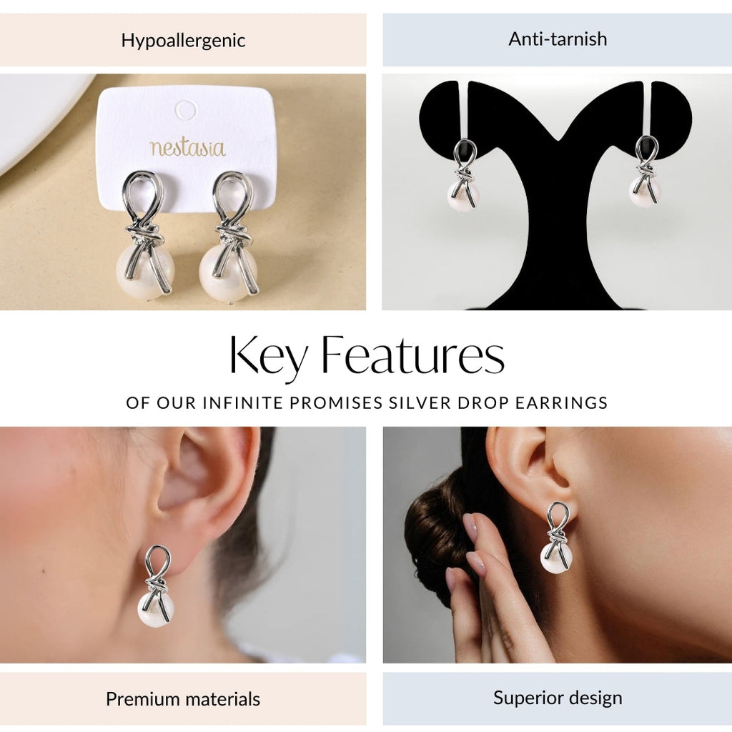 Infinite Promises Silver Drop Earrings Nestasia