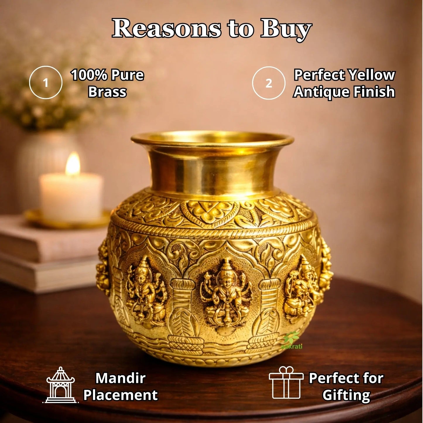 Divine Brass Ashtalakshmi Kalash for Pooja