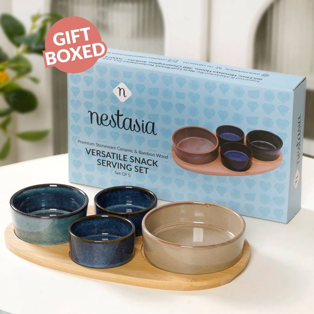 Stoneware Platter Set Of 5 Nestasia