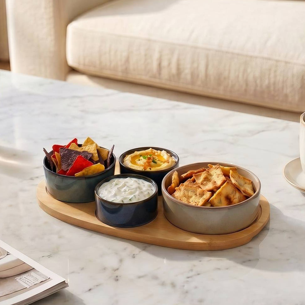 Stoneware Platter Set Of 5 Nestasia