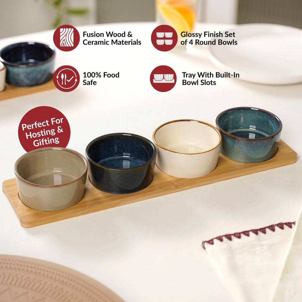 Stoneware Bowl Platter Set Of 5 Nestasia