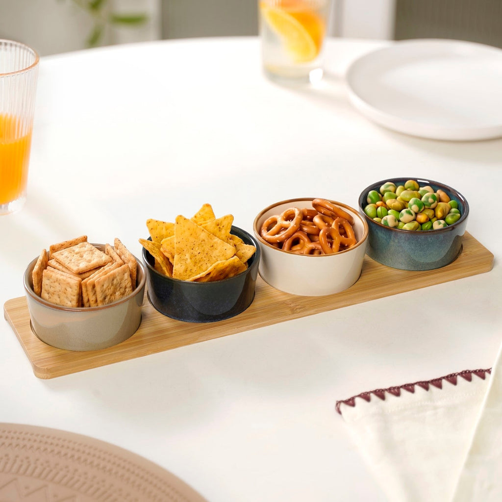 Stoneware Bowl Platter Set Of 5 Nestasia