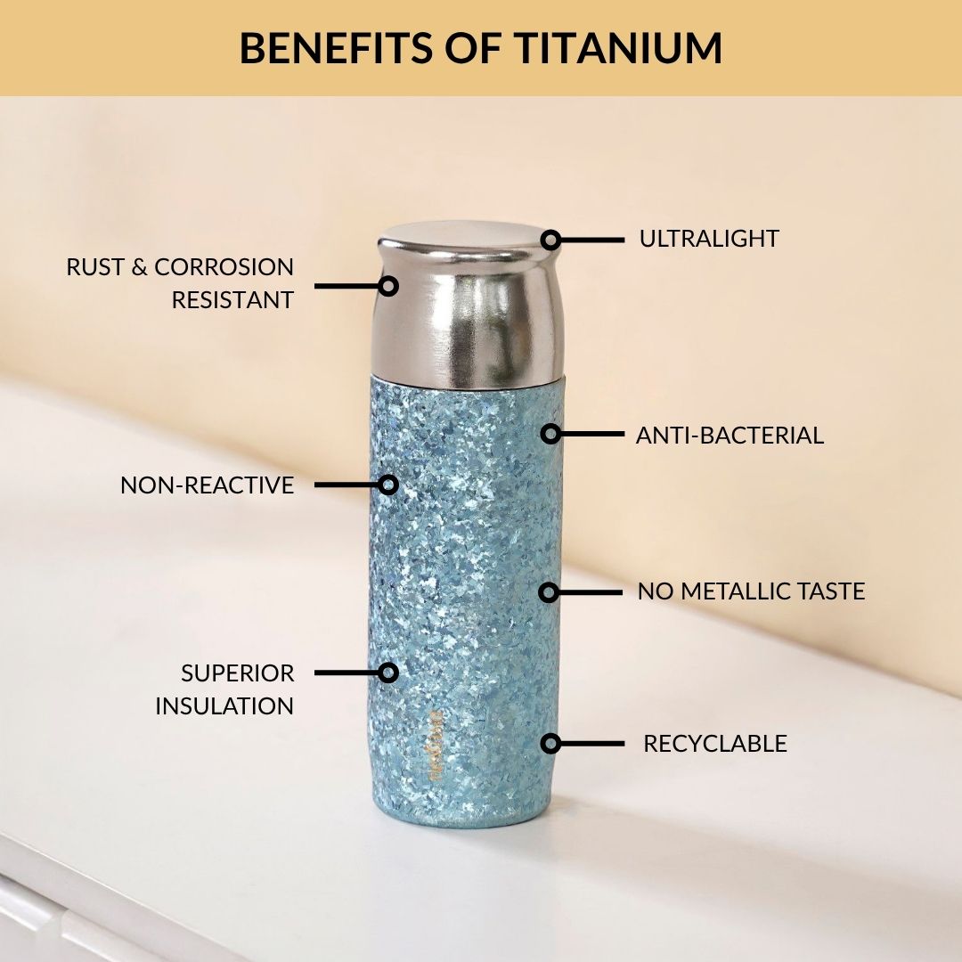 Insulated Titanium Bottle With Magnetic Lid Blue 500ml Nestasia