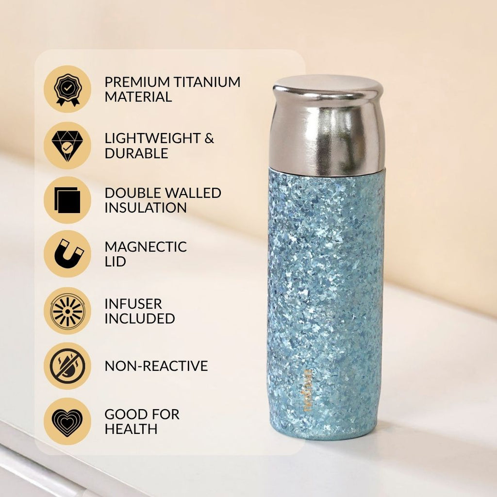 Insulated Titanium Bottle With Magnetic Lid Blue 500ml Nestasia