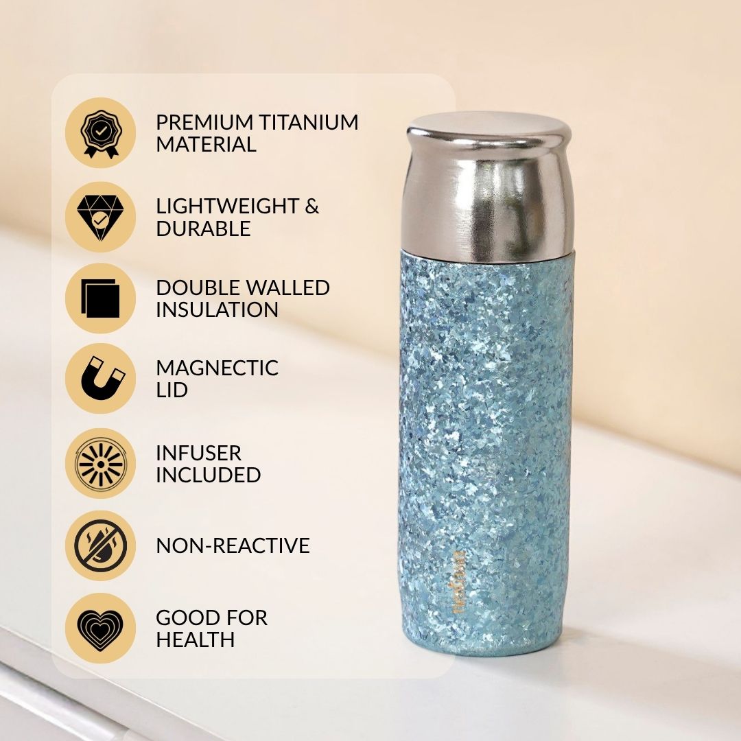 Insulated Titanium Bottle With Magnetic Lid Blue 500ml Nestasia