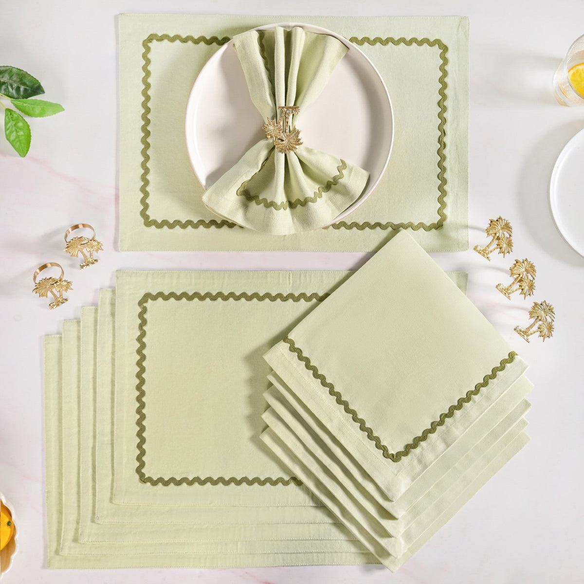 Isabelle Table Linen Gift Hamper Box With Set Of 6 Mats Napkins And Rings Nestasia