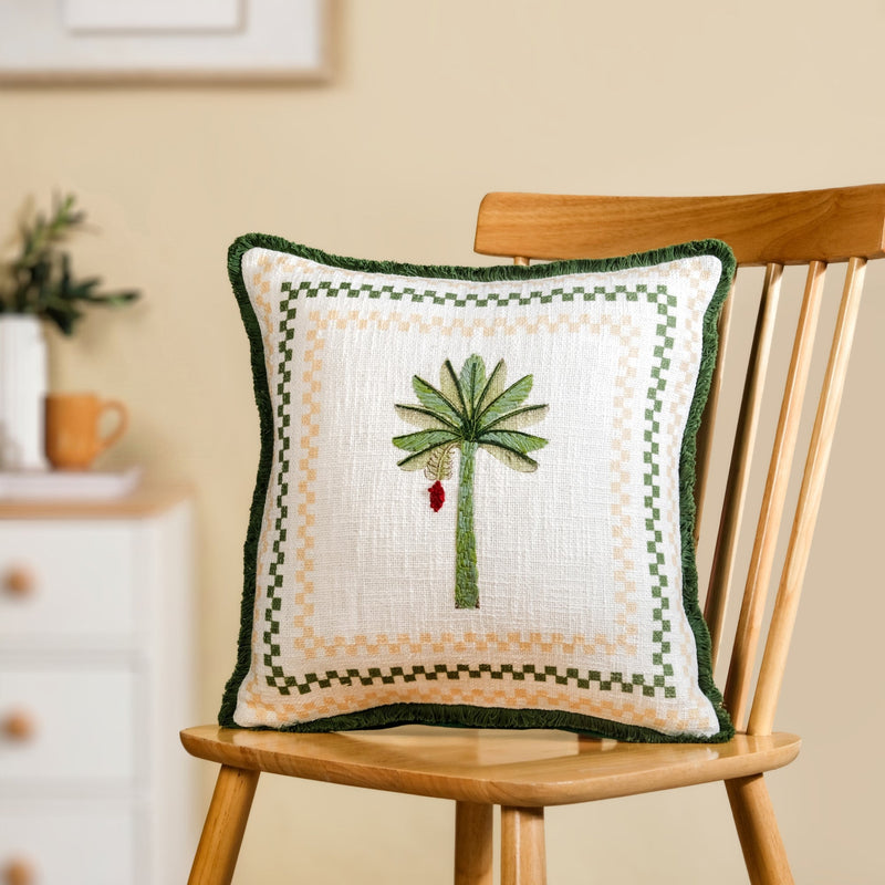 Island Plaid Cotton Embroidered Cushion Cover 40x40cm Nestasia