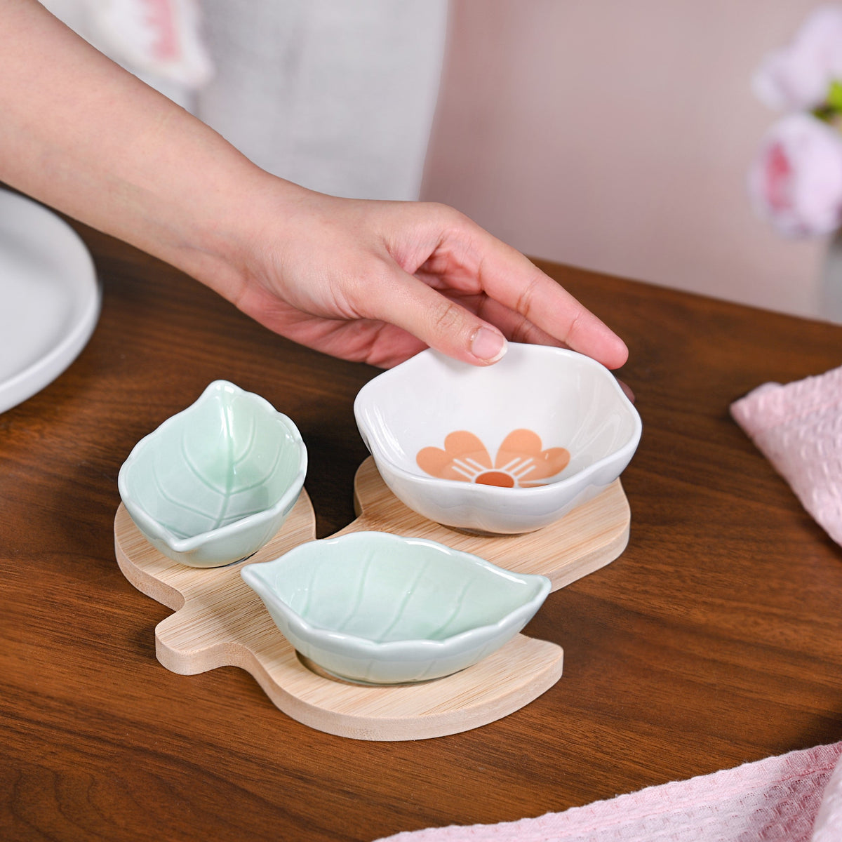 Flower Leaf Snack Platter Set Nestasia