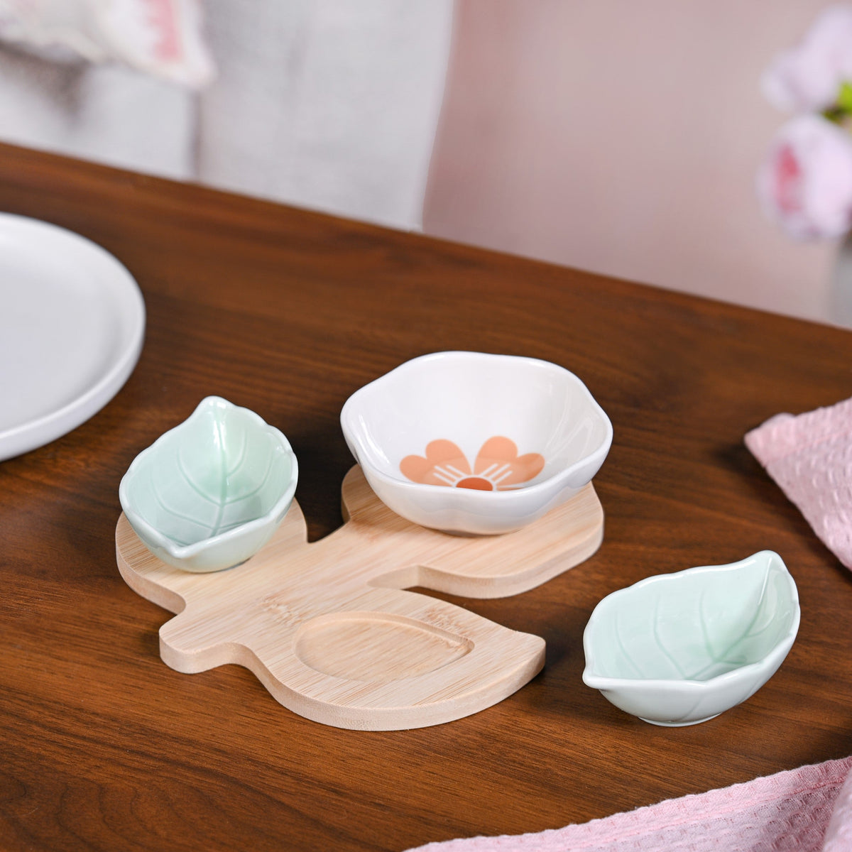 Flower Leaf Snack Platter Set Nestasia