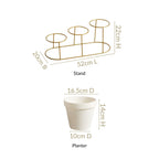 TerraGold Planters With Metal Stand Cream White Nestasia