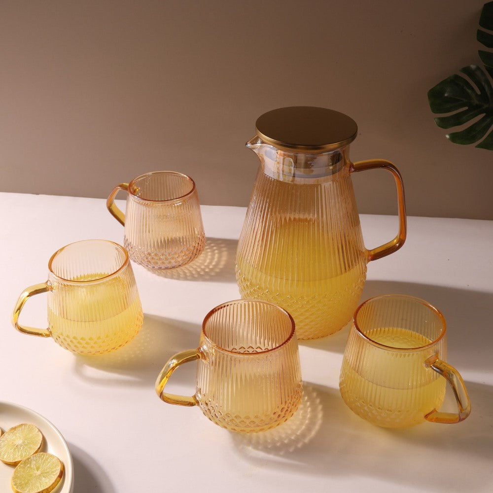 Classic Glass Tea Set of 5- Amber Nestasia