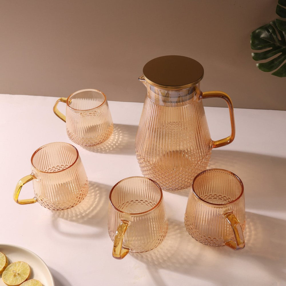 Classic Glass Tea Set of 5- Amber Nestasia