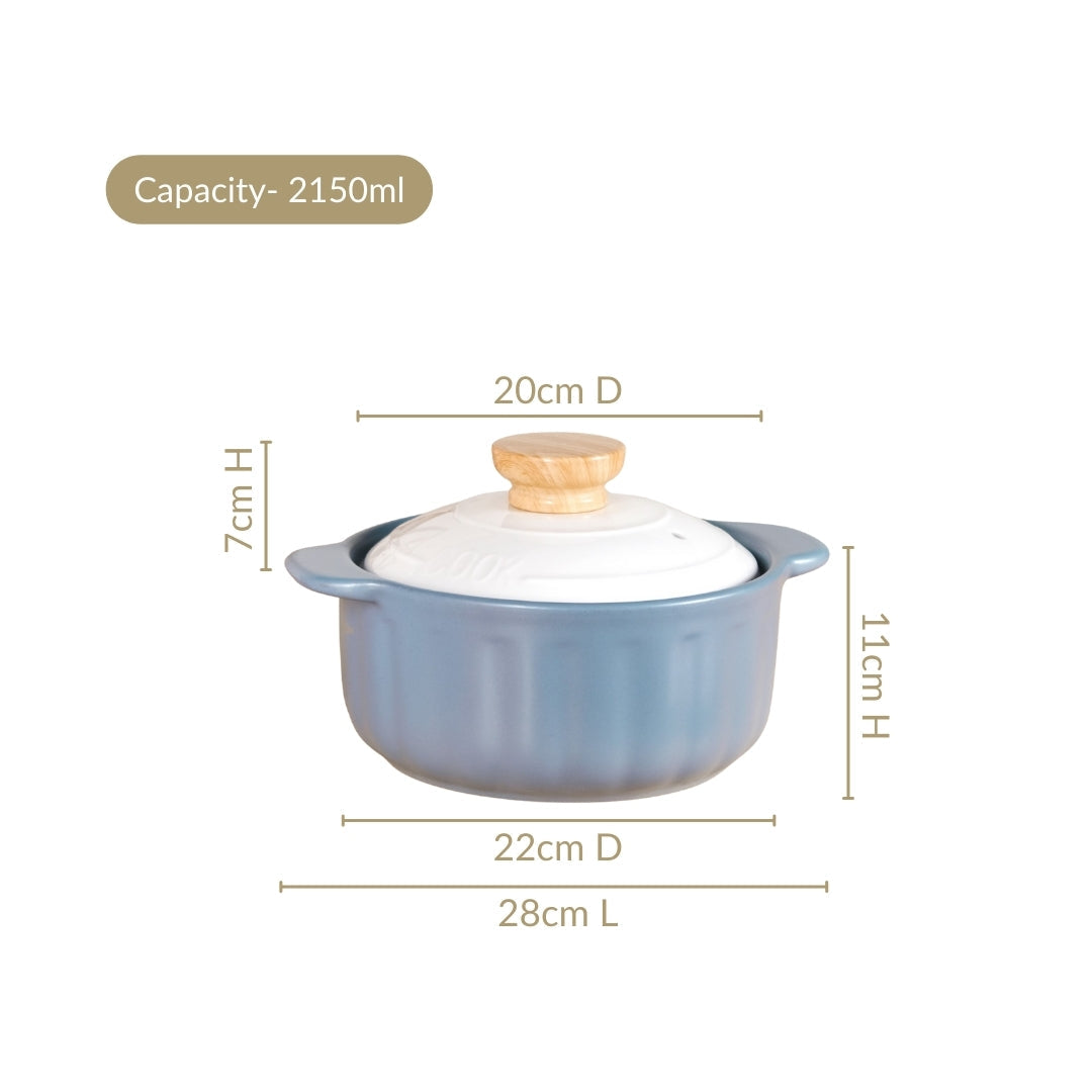 Homebrew Flame Safe Ceramic Stew Pot With Lid Handle 2150ml Nestasia