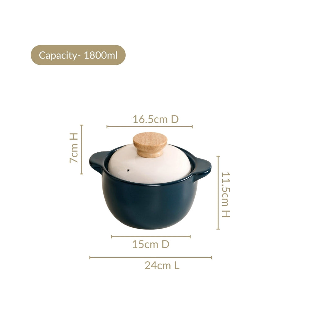 Cera Cooking Pot With Lid Teal 1800ml Nestasia