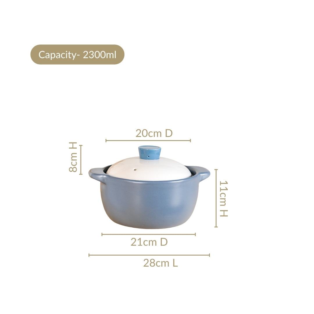 KindlePot Stovetop Ceramic Cookware Blue White 2300ml Nestasia