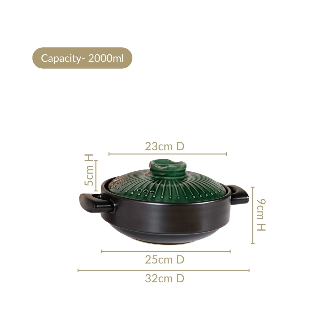 Botanica Ceramic Casserole Cooking Pot Green 2000ml Nestasia