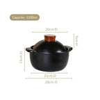 Maison Black Ceramic Clay Pot For Cooking 2200ml Nestasia