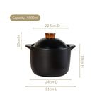 Maison Black Glazed Cooking Pot With Lid 5800ml Nestasia
