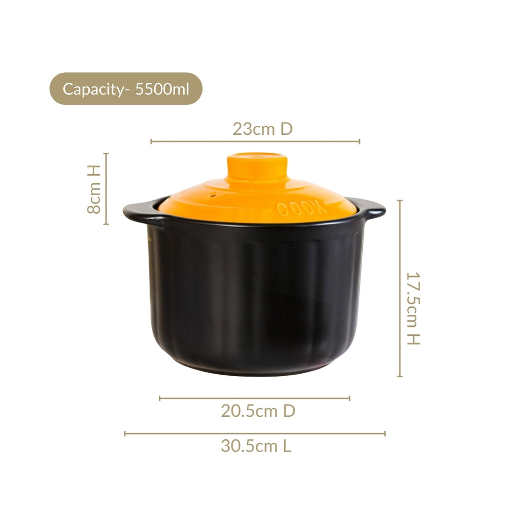 Ceramic Braising Cookpot With Orange Dome Lid 5500ml Nestasia
