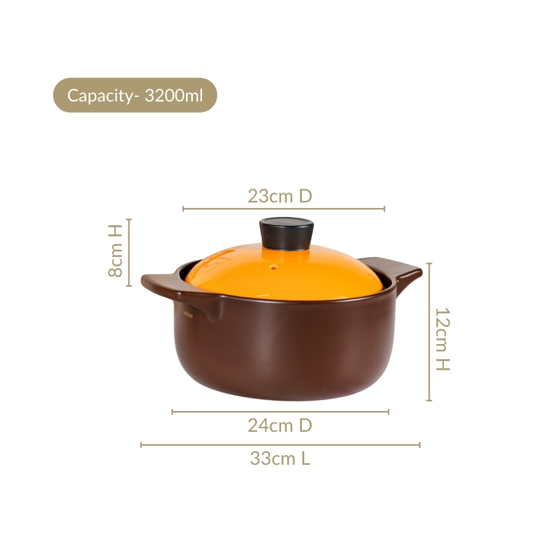 Clementine Ceramic Deep Cooking Pot With Lid 3200ml Nestasia