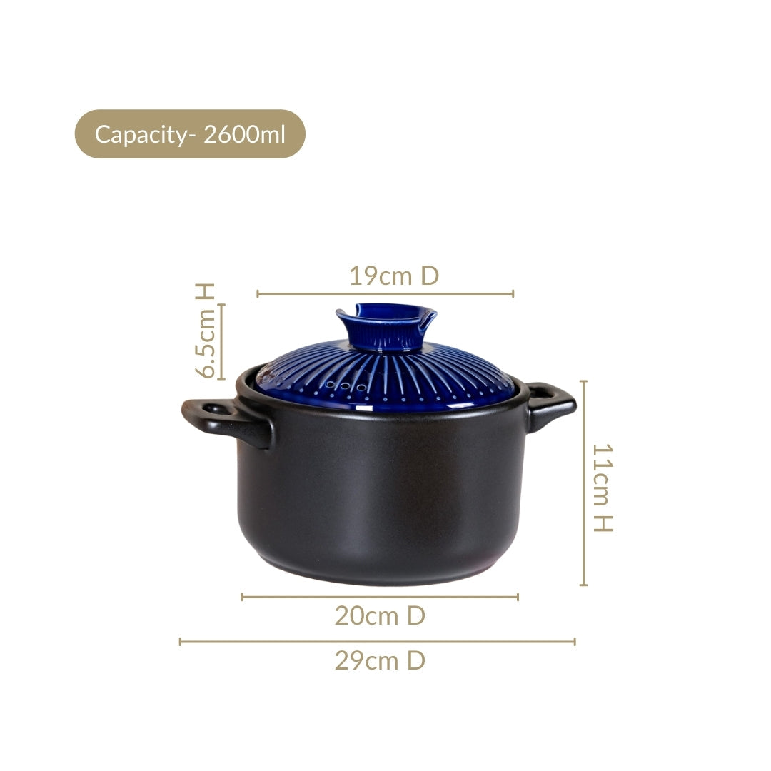 Lumea Ceramic Cooking Pot With Deep Blue Lid 2600ml Nestasia