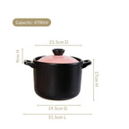 Flamora Ceramic Cooking Pot Pink Black 4700ml Nestasia