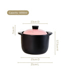 Flamora Big Ceramic Pot With Lid Pink Black 6000ml Nestasia