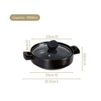 Classic Black Korean Ceramic Cooking Pot 2000ml Nestasia