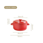 Matte Red Ceramic Cocotte Cooking Pot 4200ml Nestasia