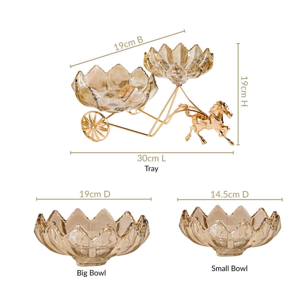 Gold Chariot Glass Decorative Bowls Nestasia
