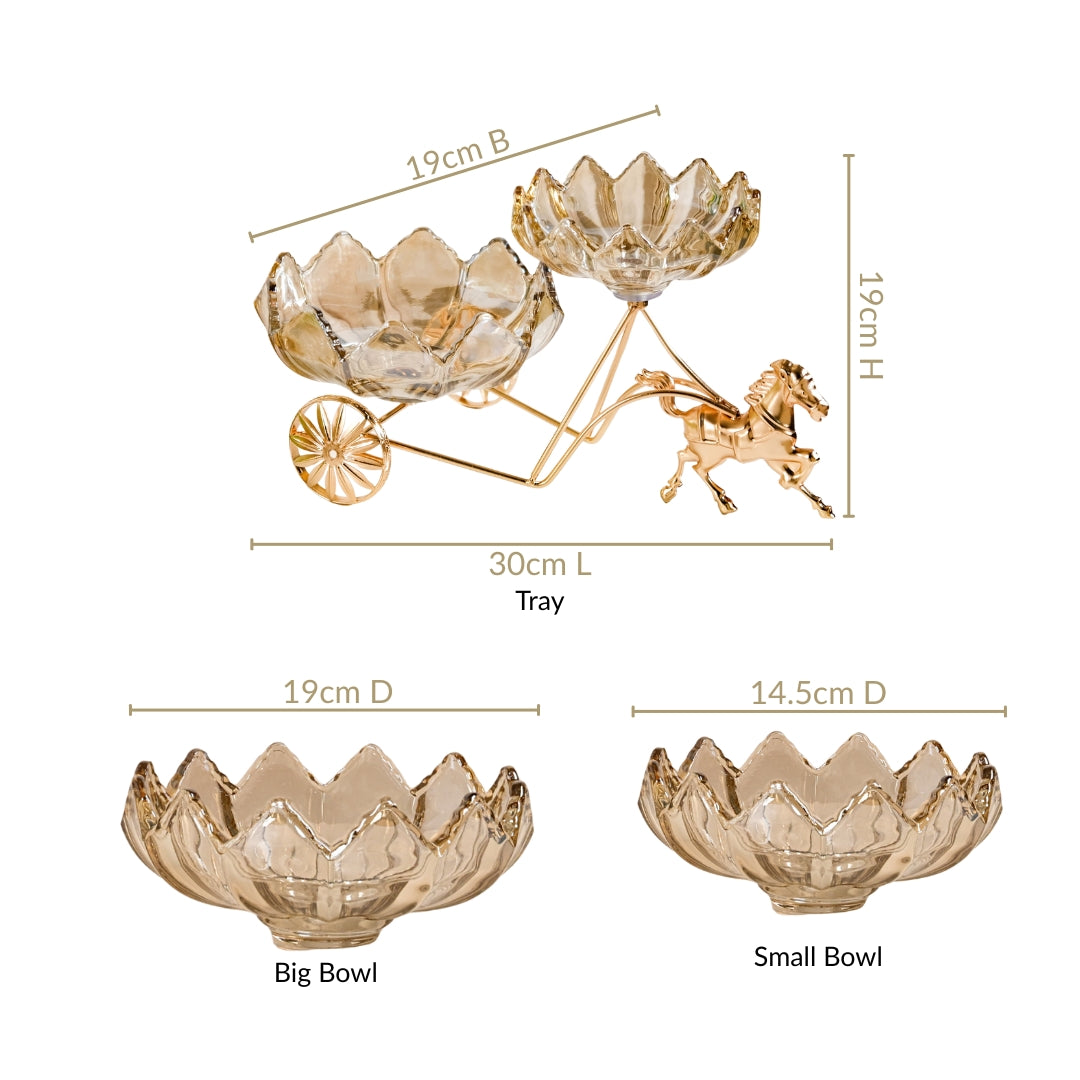 Gold Chariot Glass Decorative Bowls Nestasia