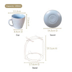 Soft Pastel Ceramic Tea Cup And Saucer Set For 4 With Stand 200ml Nestasia