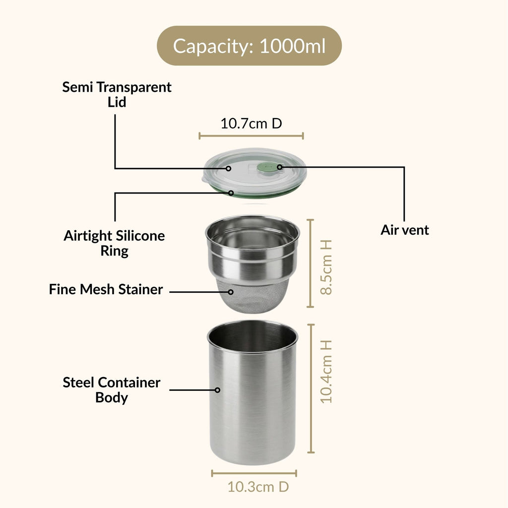 Stainless Steel Curd Strainer 1000ml Nestasia