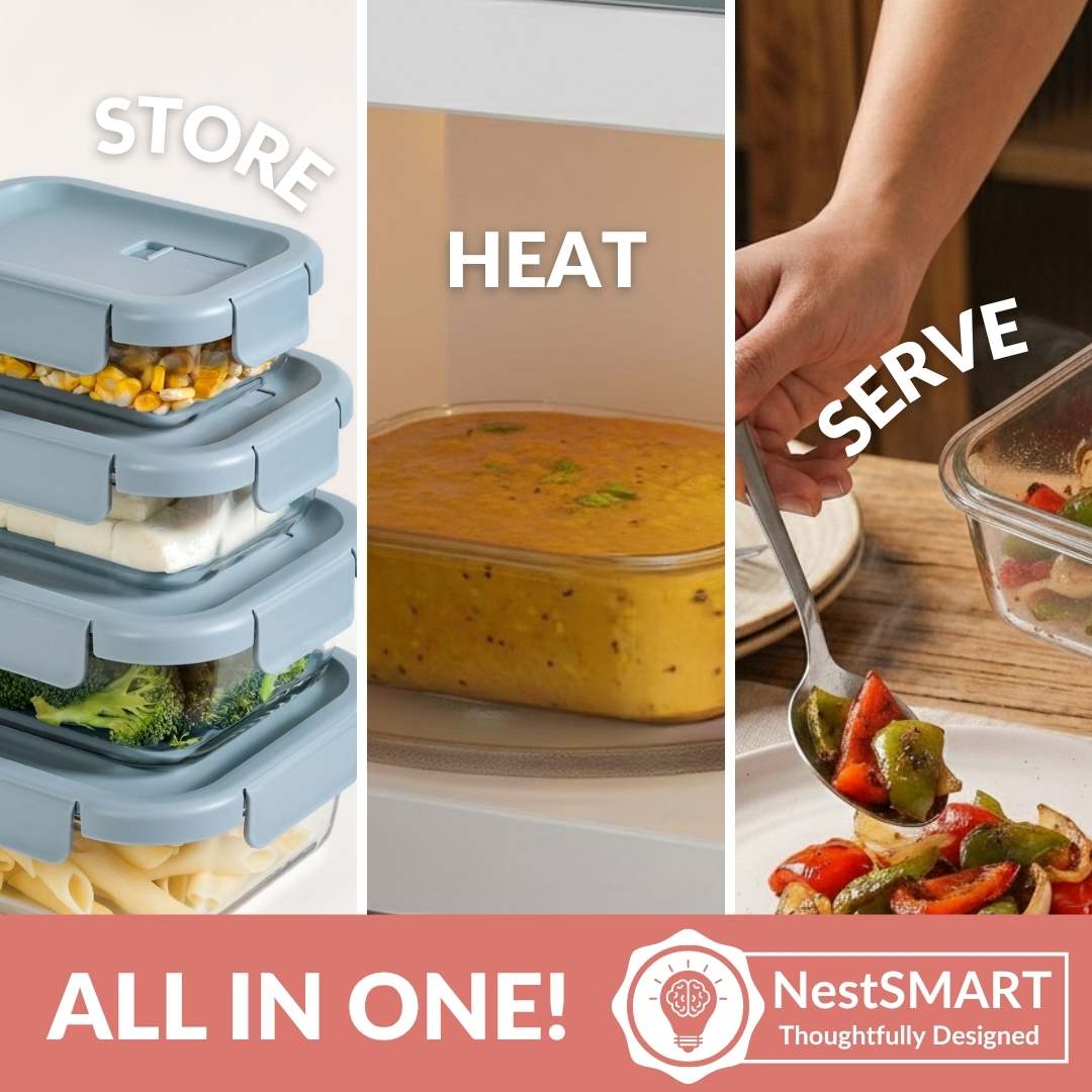 Venti Food Containers Blue Set Of 4 370ml 660ml 1000ml 1500ml Nestasia
