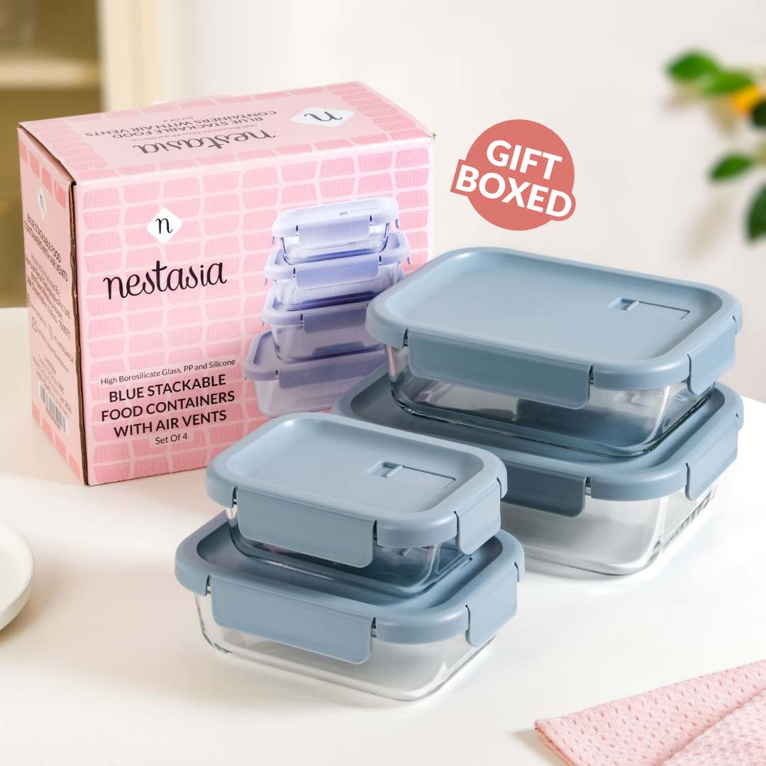 Venti Food Containers Blue Set Of 4 370ml 660ml 1000ml 1500ml Nestasia
