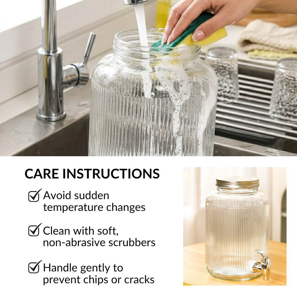 Ribbed Glass Drink Dispenser 3700ml Nestasia