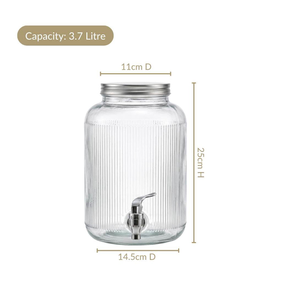 Ribbed Glass Drink Dispenser 3700ml Nestasia