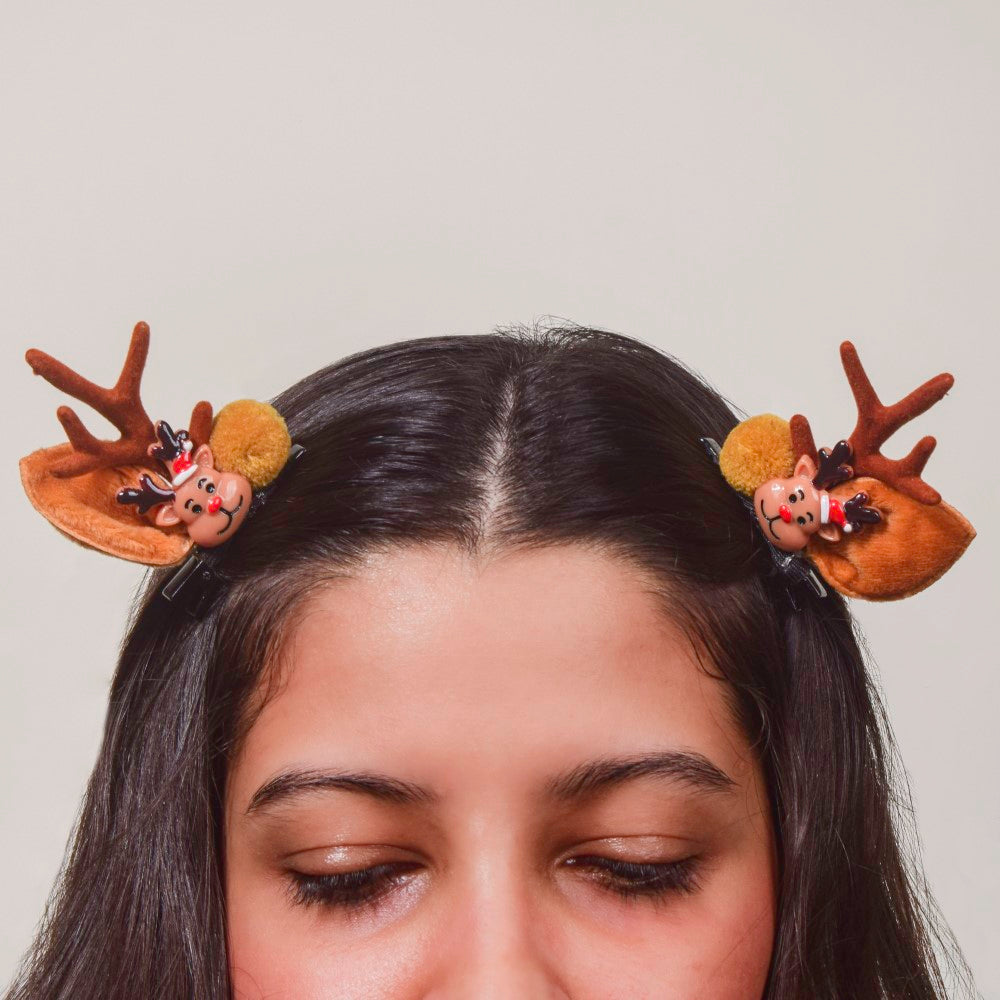 Christmas Reindeer Hairclip Set of 2 Nestasia