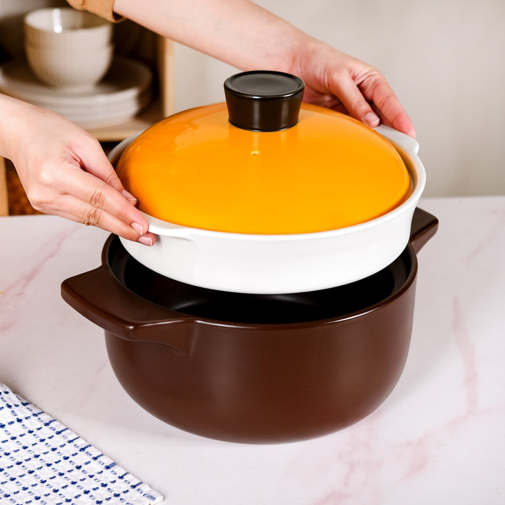 Clementine Japanese Style Ceramic Cooking Pot With Steamer 4100ml Nestasia