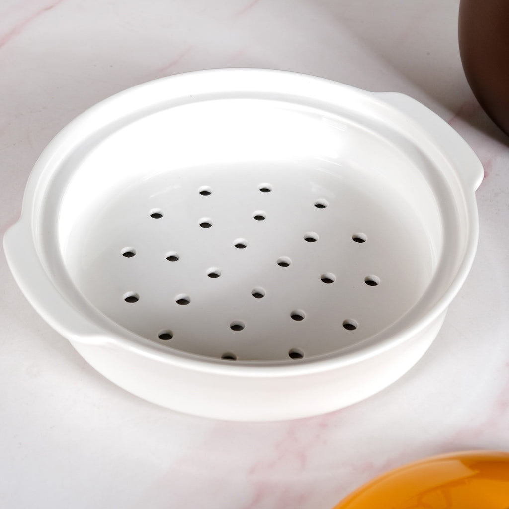 Clementine Japanese Style Ceramic Cooking Pot With Steamer 4100ml Nestasia