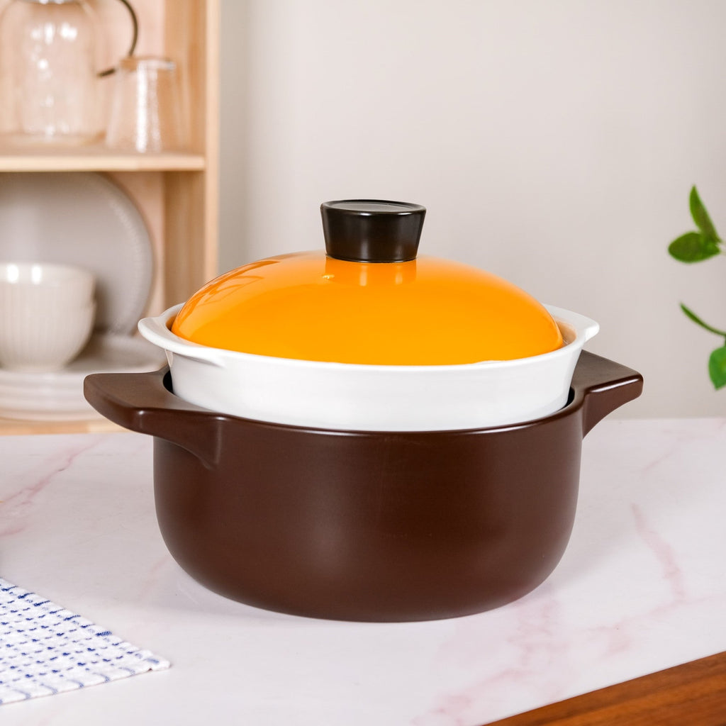 Clementine Japanese Style Ceramic Cooking Pot With Steamer 4100ml Nestasia