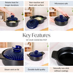Lumea Japanese Style Earthenware Clay Cooking Pot 1600ml Nestasia