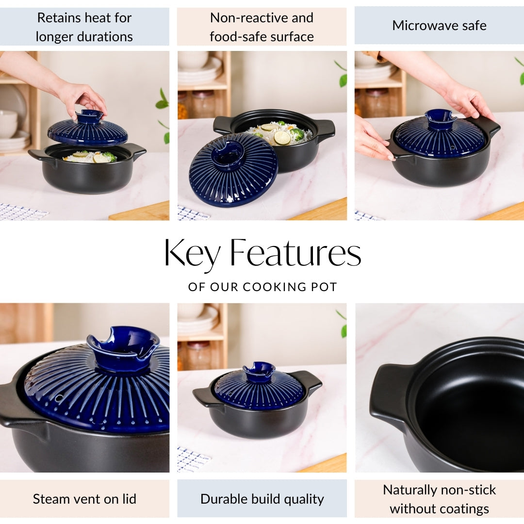 Lumea Japanese Style Earthenware Clay Cooking Pot 1600ml Nestasia