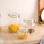 Set Of 4 Glass Storage Kitchen Jars With Clip Lids 500ml Nestasia