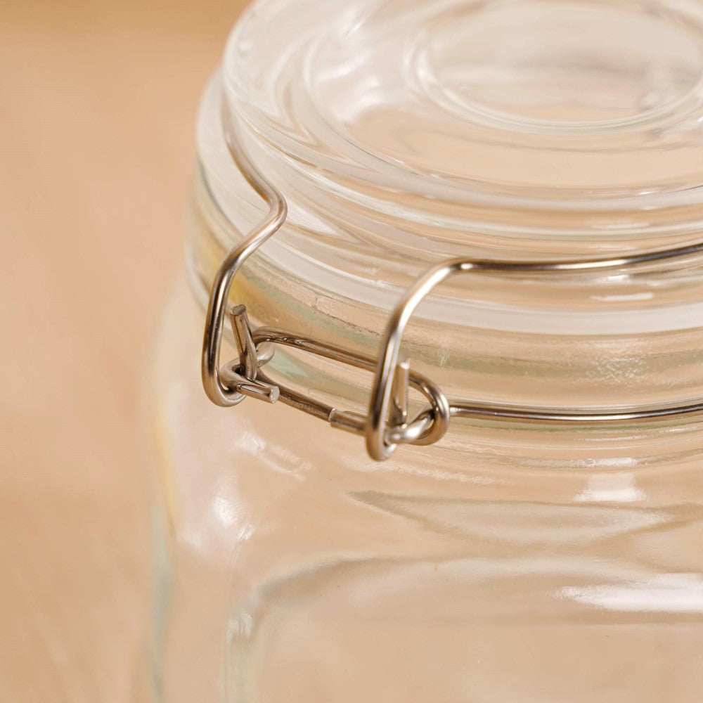 Set Of 4 Glass Storage Kitchen Jars With Clip Lids 500ml Nestasia