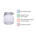 Airtight Glass Jars With Clip Lids Set Of 4 1000ml Nestasia