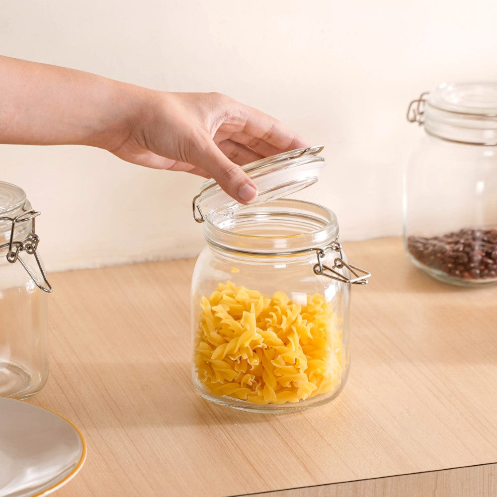 Airtight Glass Jars With Clip Lids Set Of 4 1000ml Nestasia